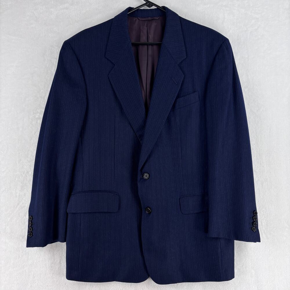 Hickey Freeman Navy Blue Pinstripe Blazer Two Button Sports Coat Formal Size 43R